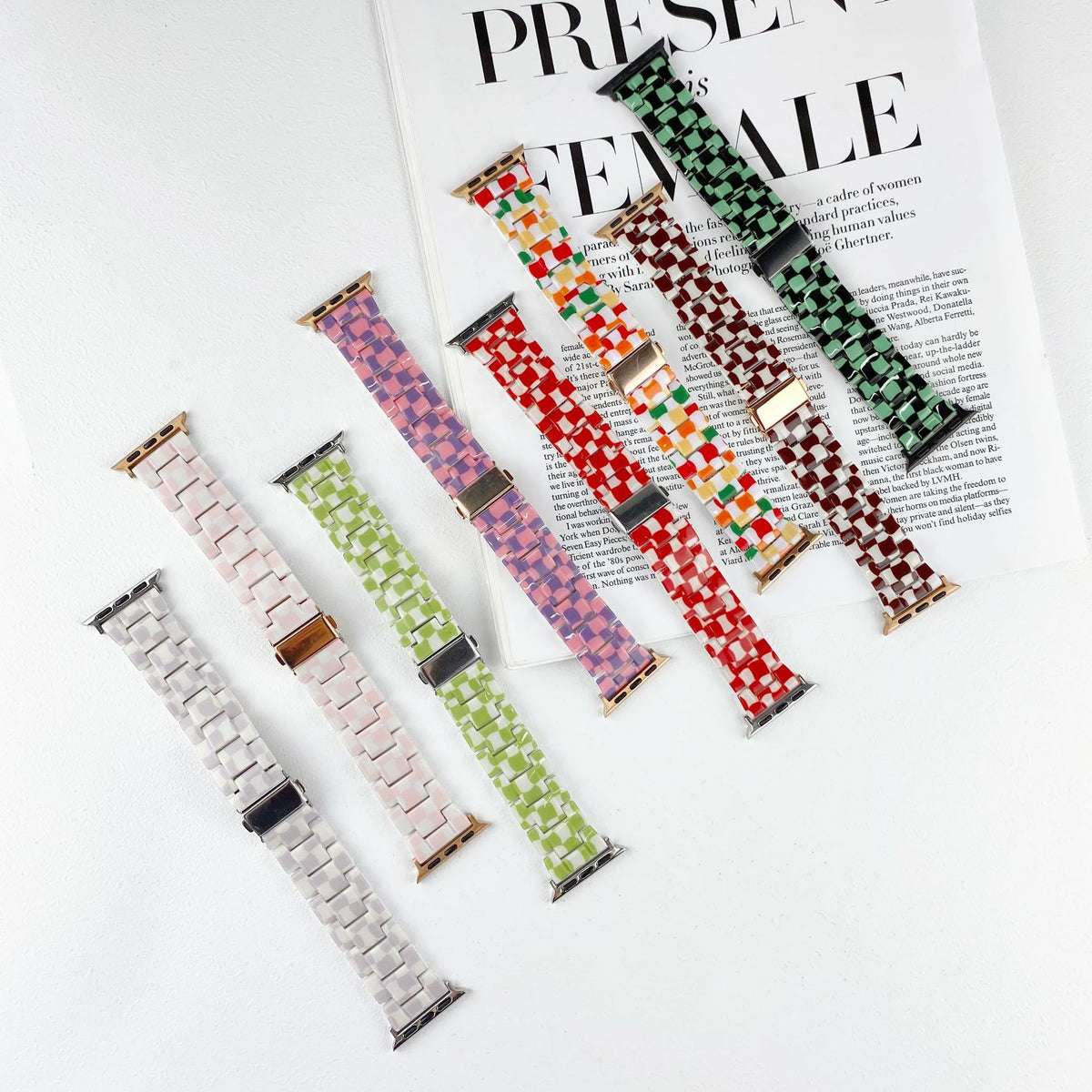 New Mosaic Checkerboard Resin Strap
